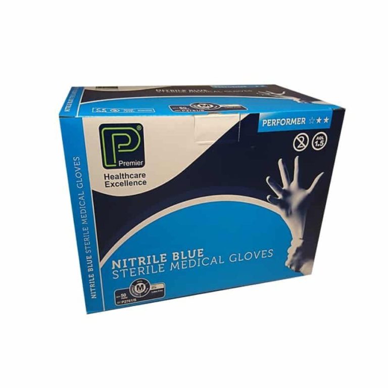 Premier Sterile Blue Nitrile Gloves Medium (50pairs) LavaDent Online